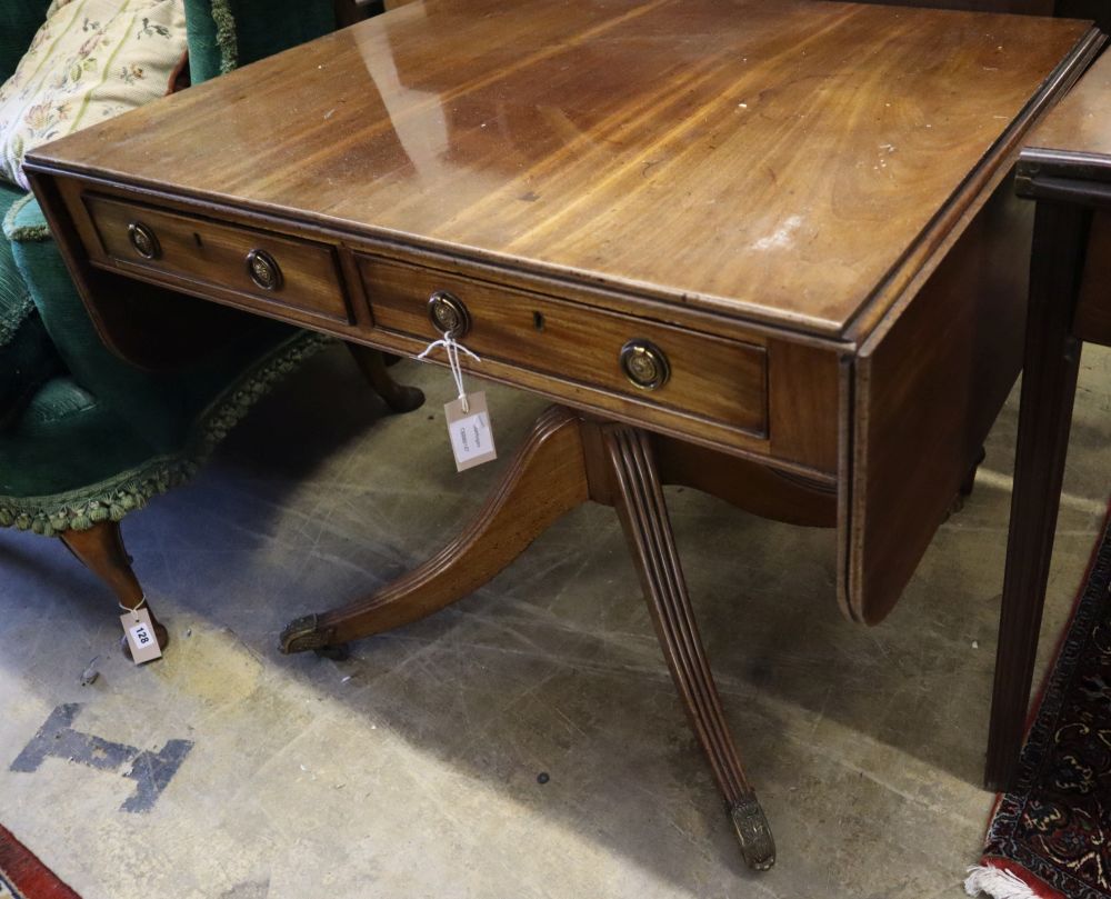 A Regency mahogany sofa table, width 88cm, depth 68cm, height 70cm